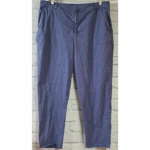 Peruvian Connection Cropped Pants Slacks Women's Size 16 Blue Casual Linen Blend